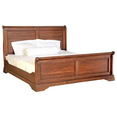 Transitional Solid Wood California King Sleigh Bed